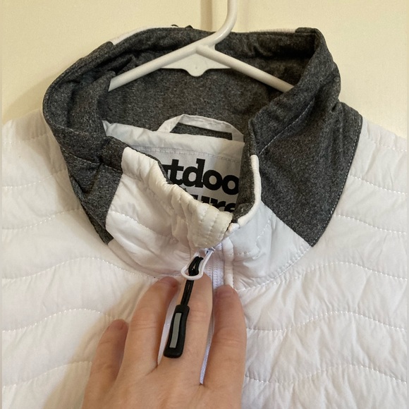 🌞Outdoor Ventures White Puffer with Gray Long Sleeve Lightweight Jacket #O - Picture 8 of 10